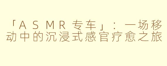 「ASMR专车」:一场移动中的沉浸式感官疗愈之旅