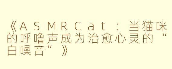 《ASMRCat：当猫咪的呼噜声成为治愈心灵的“白噪音”》
