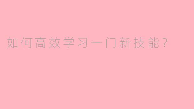 如何高效学习一门新技能？