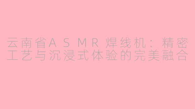 云南省ASMR焊线机：精密工艺与沉浸式体验的完美融合