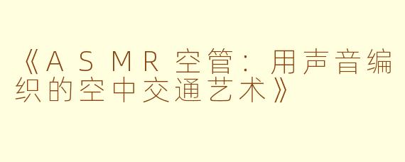 《ASMR空管：用声音编织的空中交通艺术》