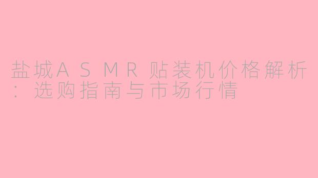 盐城ASMR贴装机价格解析：选购指南与市场行情