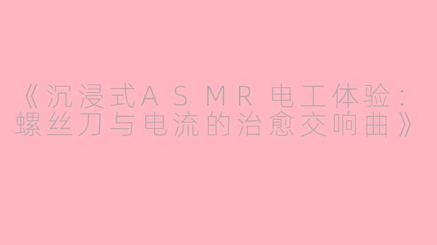 《沉浸式ASMR电工体验：螺丝刀与电流的治愈交响曲》