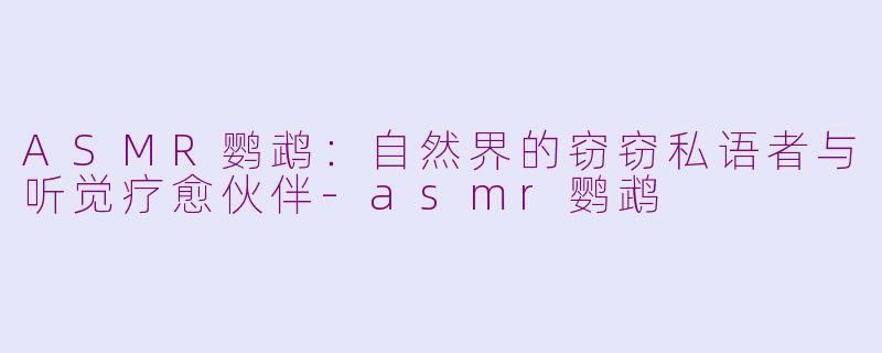 ASMR鹦鹉：自然界的窃窃私语者与听觉疗愈伙伴-asmr鹦鹉