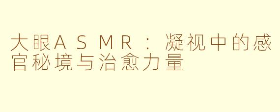大眼ASMR：凝视中的感官秘境与治愈力量