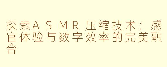 探索ASMR压缩技术：感官体验与数字效率的完美融合
