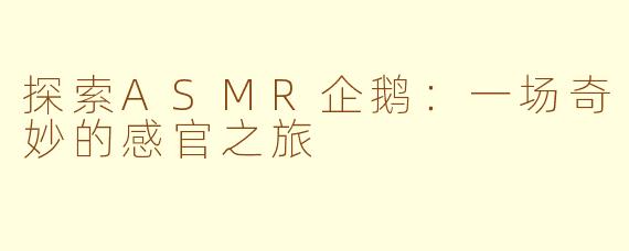 探索ASMR企鹅：一场奇妙的感官之旅