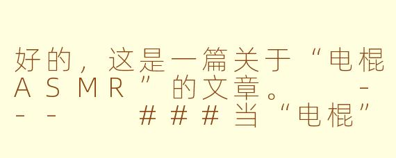好的，这是一篇关于“电棍ASMR”的文章。

---

###当“电棍”不再危险：一场关于抽象、解构与颅内高潮的赛博狂欢

###