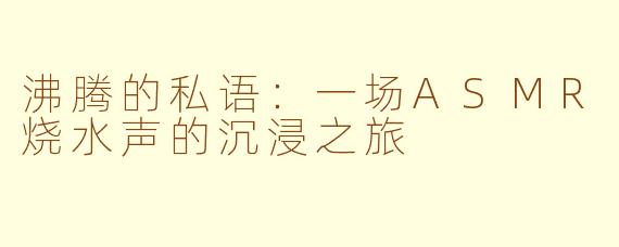 沸腾的私语：一场ASMR烧水声的沉浸之旅