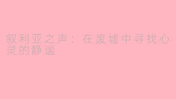 叙利亚之声：在废墟中寻找心灵的静谧
