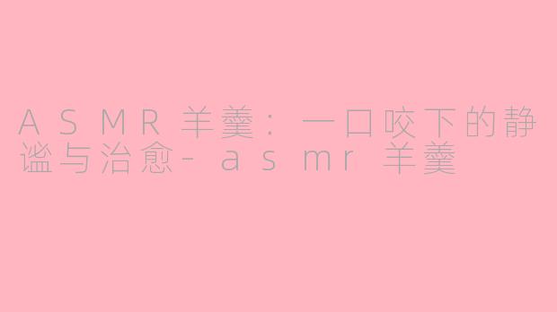 ASMR羊羹：一口咬下的静谧与治愈-asmr羊羹