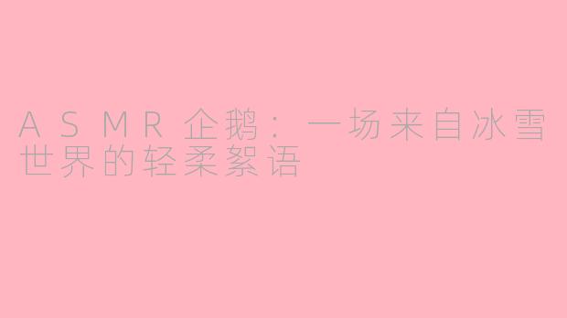 ASMR企鹅：一场来自冰雪世界的轻柔絮语