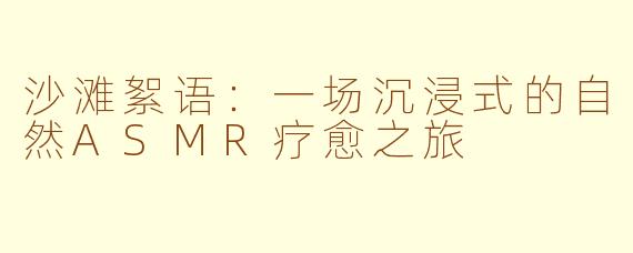 沙滩絮语：一场沉浸式的自然ASMR疗愈之旅