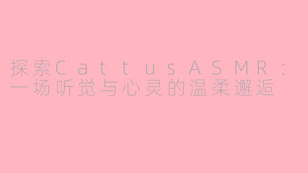 探索CattusASMR：一场听觉与心灵的温柔邂逅