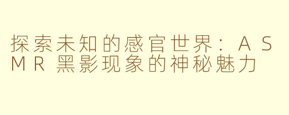 探索未知的感官世界：ASMR黑影现象的神秘魅力