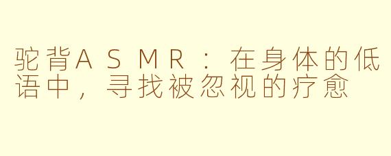 驼背ASMR:在身体的低语中,寻找被忽视的疗愈