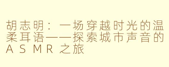 胡志明：一场穿越时光的温柔耳语——探索城市声音的ASMR之旅