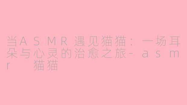 当ASMR遇见猫猫：一场耳朵与心灵的治愈之旅-asmr 猫猫