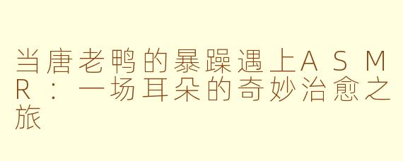 当唐老鸭的暴躁遇上ASMR：一场耳朵的奇妙治愈之旅