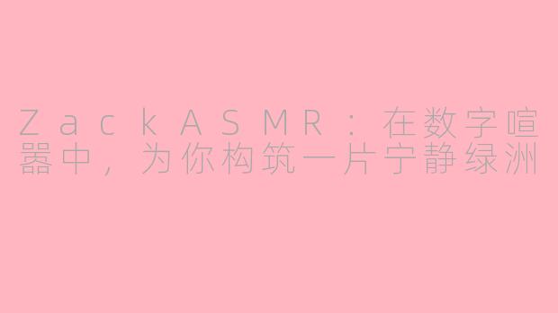 ZackASMR:在数字喧嚣中,为你构筑一片宁静绿洲