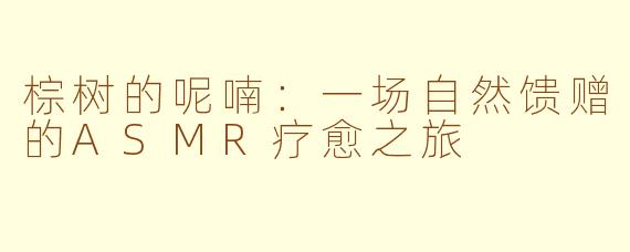 棕树的呢喃：一场自然馈赠的ASMR疗愈之旅