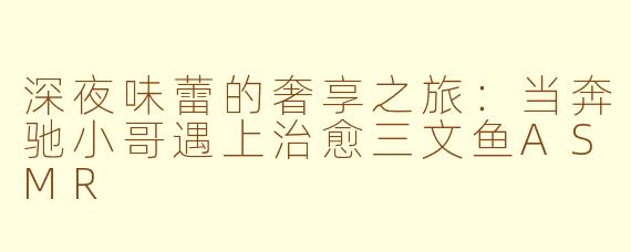 深夜味蕾的奢享之旅：当奔驰小哥遇上治愈三文鱼ASMR