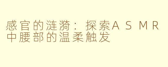 感官的涟漪：探索ASMR中腰部的温柔触发