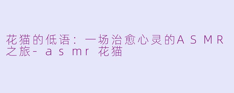 花猫的低语：一场治愈心灵的ASMR之旅-asmr花猫