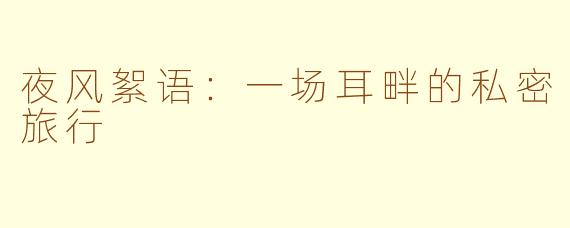 夜风絮语：一场耳畔的私密旅行