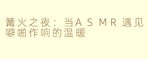 篝火之夜：当ASMR遇见噼啪作响的温暖