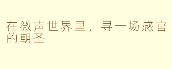 在微声世界里,寻一场感官的朝圣