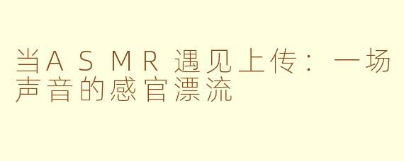 当ASMR遇见上传：一场声音的感官漂流