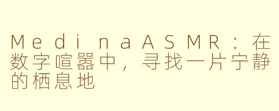 MedinaASMR:在数字喧嚣中,寻找一片宁静的栖息地