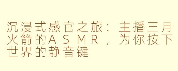 沉浸式感官之旅：主播三月火箭的ASMR，为你按下世界的静音键