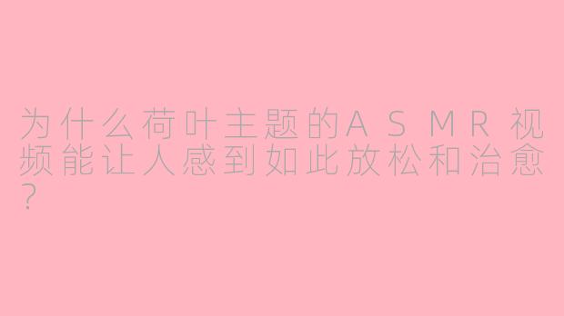 为什么荷叶主题的ASMR视频能让人感到如此放松和治愈？