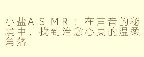 小盐ASMR：在声音的秘境中，找到治愈心灵的温柔角落