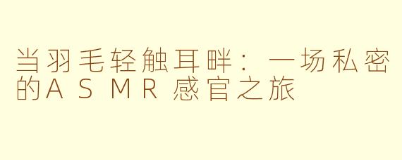 当羽毛轻触耳畔：一场私密的ASMR感官之旅