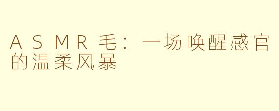 ASMR毛:一场唤醒感官的温柔风暴