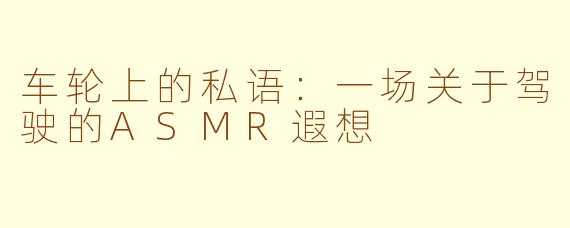 车轮上的私语：一场关于驾驶的ASMR遐想