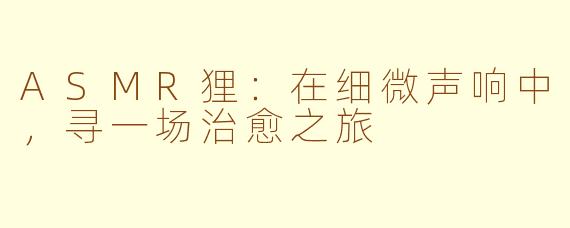 ASMR狸：在细微声响中，寻一场治愈之旅