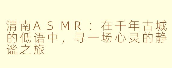 渭南ASMR：在千年古城的低语中，寻一场心灵的静谧之旅