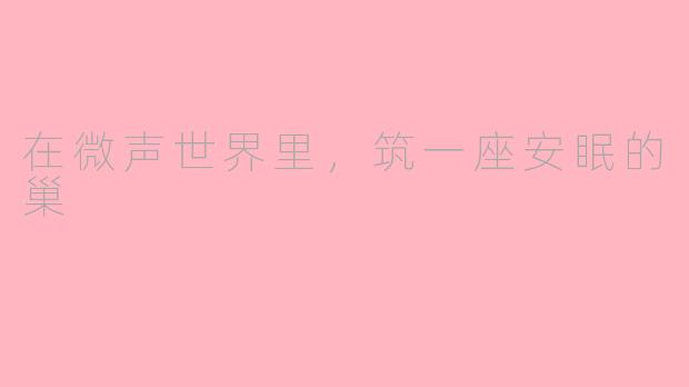 在微声世界里，筑一座安眠的巢