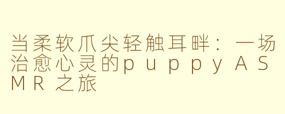 当柔软爪尖轻触耳畔:一场治愈心灵的puppyASMR之旅