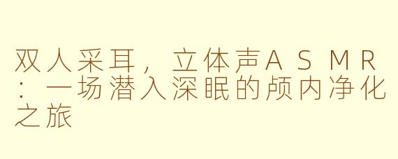 双人采耳，立体声ASMR：一场潜入深眠的颅内净化之旅