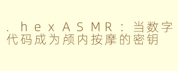 .hexASMR:当数字代码成为颅内按摩的密钥