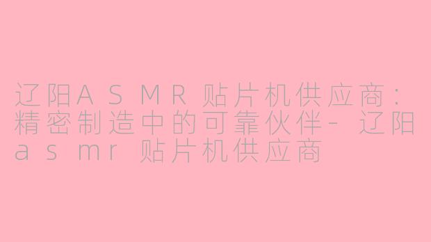 辽阳ASMR贴片机供应商：精密制造中的可靠伙伴-辽阳asmr贴片机供应商