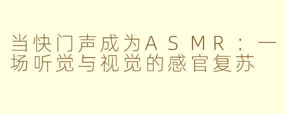 当快门声成为ASMR:一场听觉与视觉的感官复苏