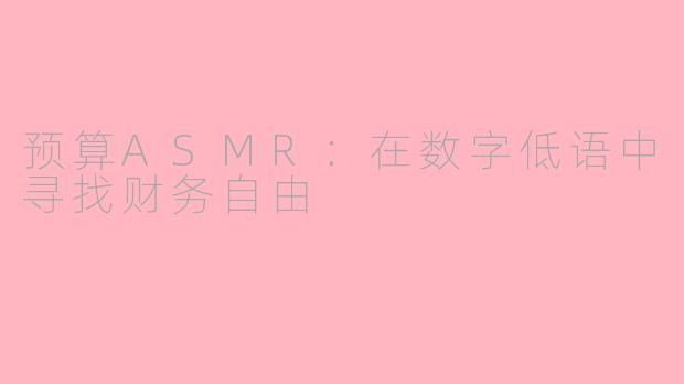 预算ASMR：在数字低语中寻找财务自由