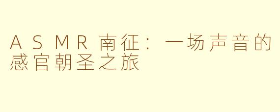 ASMR南征：一场声音的感官朝圣之旅