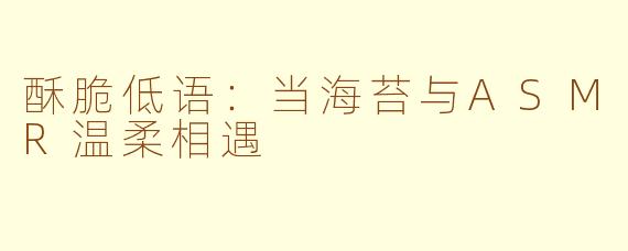酥脆低语：当海苔与ASMR温柔相遇